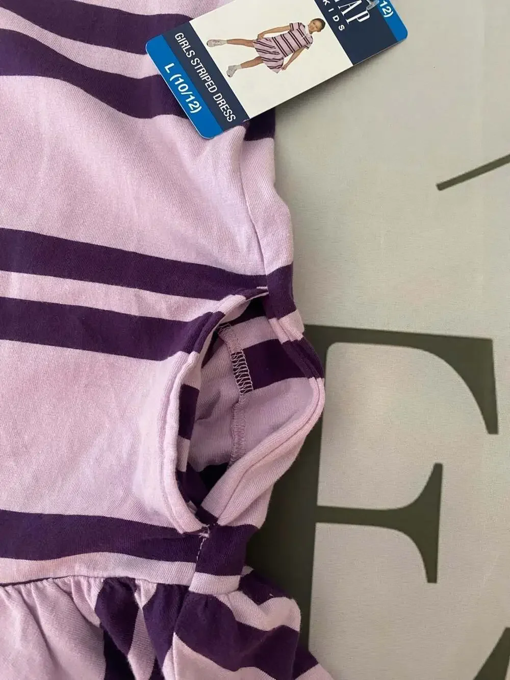Gap Kids Girls Purple Striped Rugby Dress with Ruffle Hem